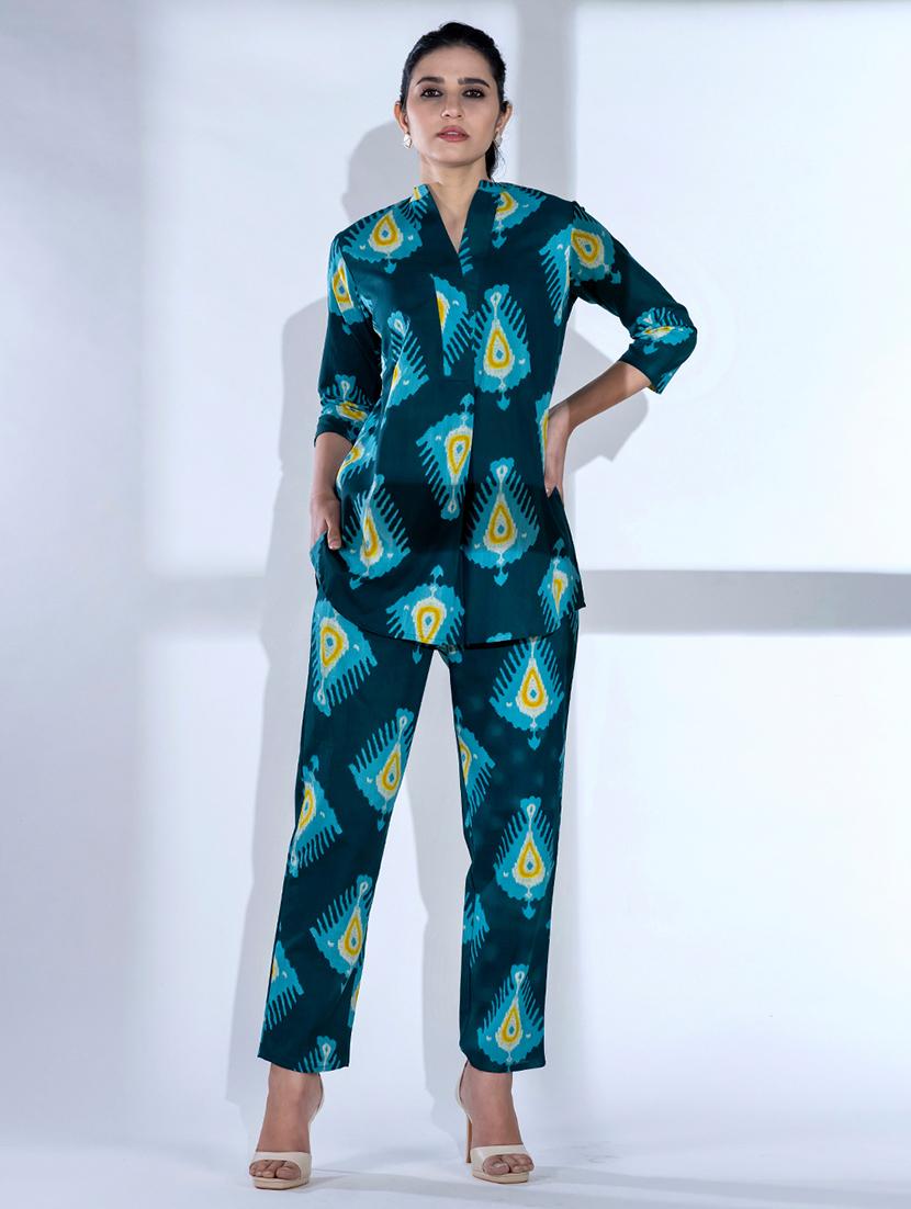women printed three quarter sleeve ethnic co ord set - 21766726 - Standard Image - 1