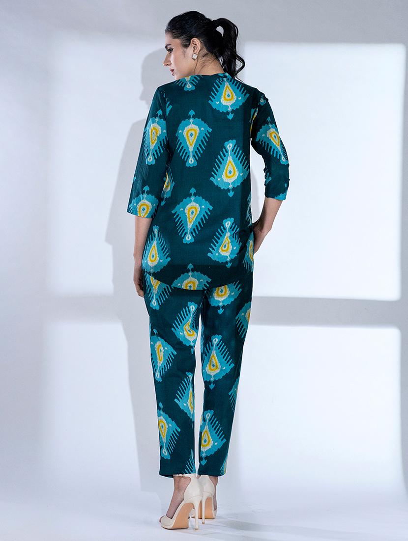 women printed three quarter sleeve ethnic co ord set - 21766726 - Standard Image - 4