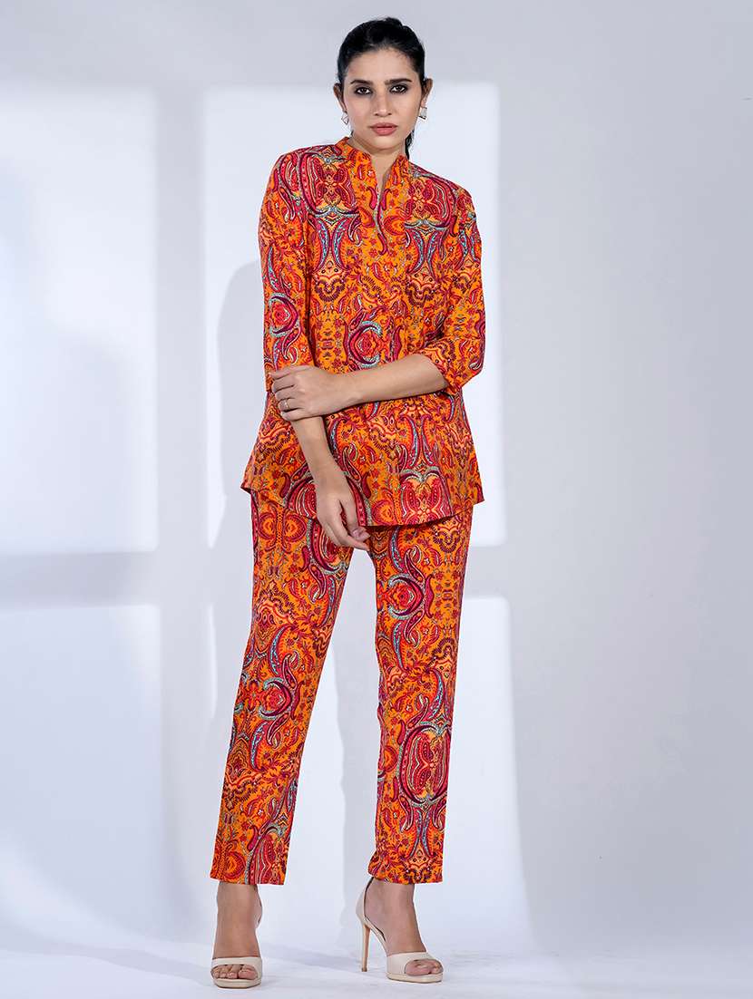 women three quarter sleeve ethnic co ord set