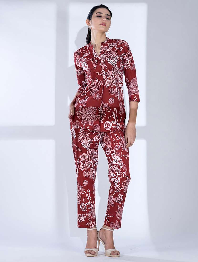 women three quarter sleeve ethnic co ord set - 21766731 -  Standard Image - 1