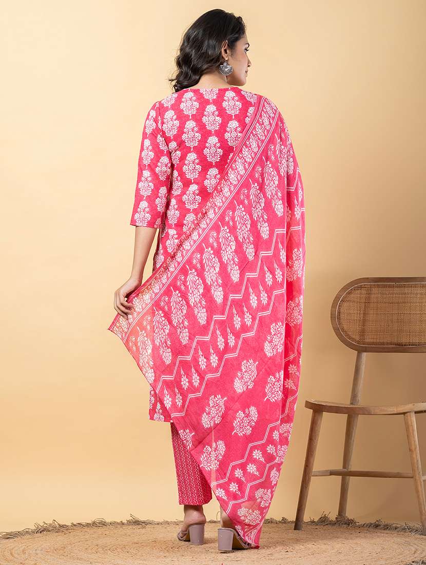 women three quarter sleeve kurta pant with dupatta set - 21766748 -  Standard Image - 4