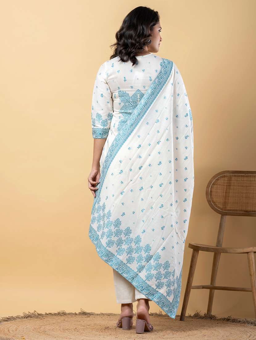 women three quarter sleeve kurta pant with dupatta set - 21766755 -  Standard Image - 4