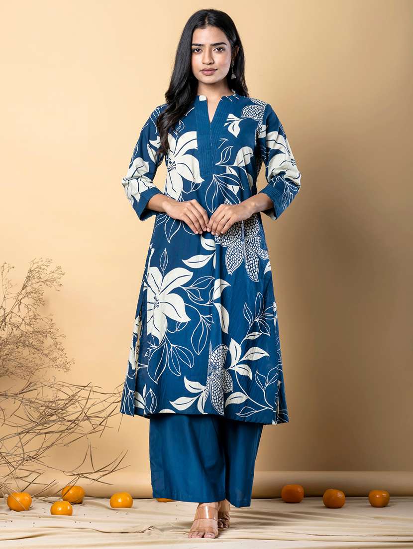 women three quarter sleeve kurta palazzo set - 21766779 - Standard Image - 1