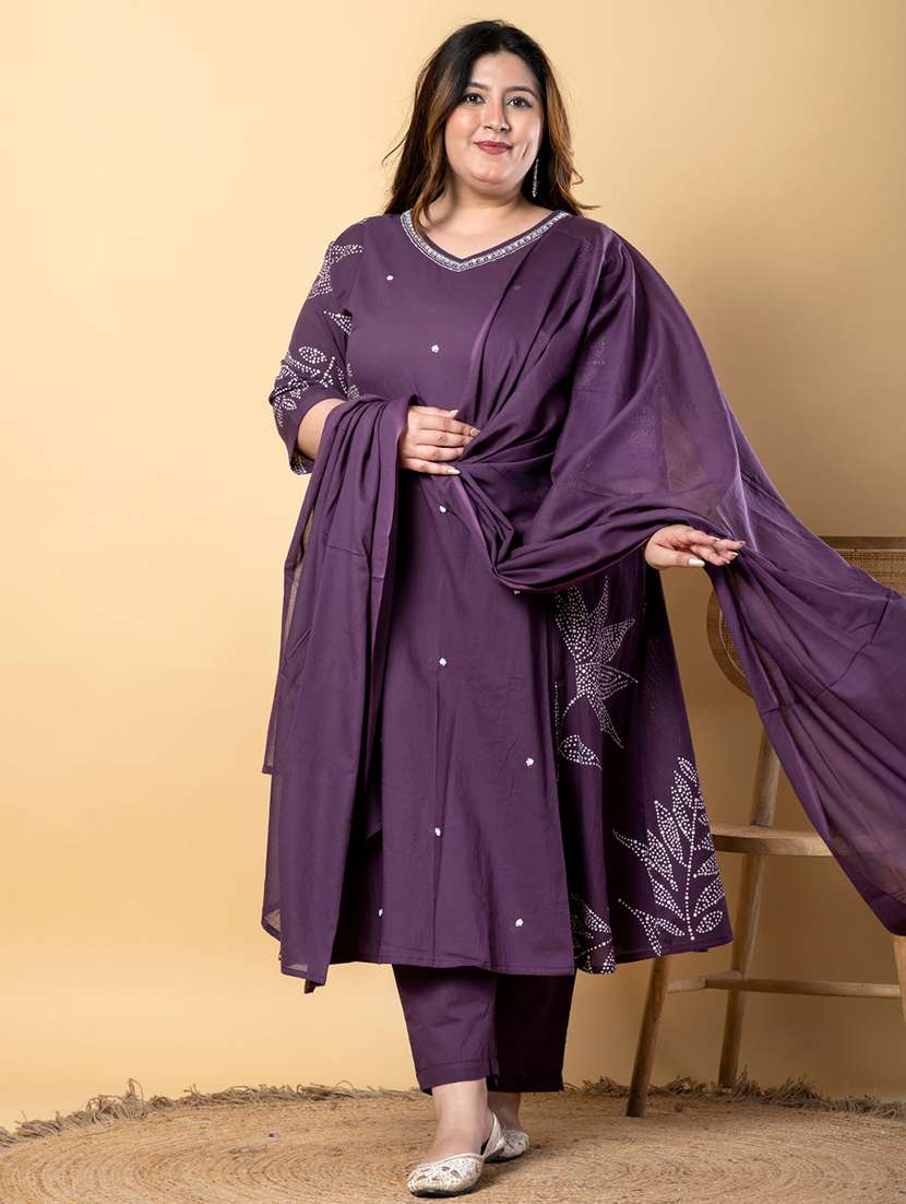women three quarter sleeve kurta pant with dupatta set - 21766870 -  Standard Image - 1