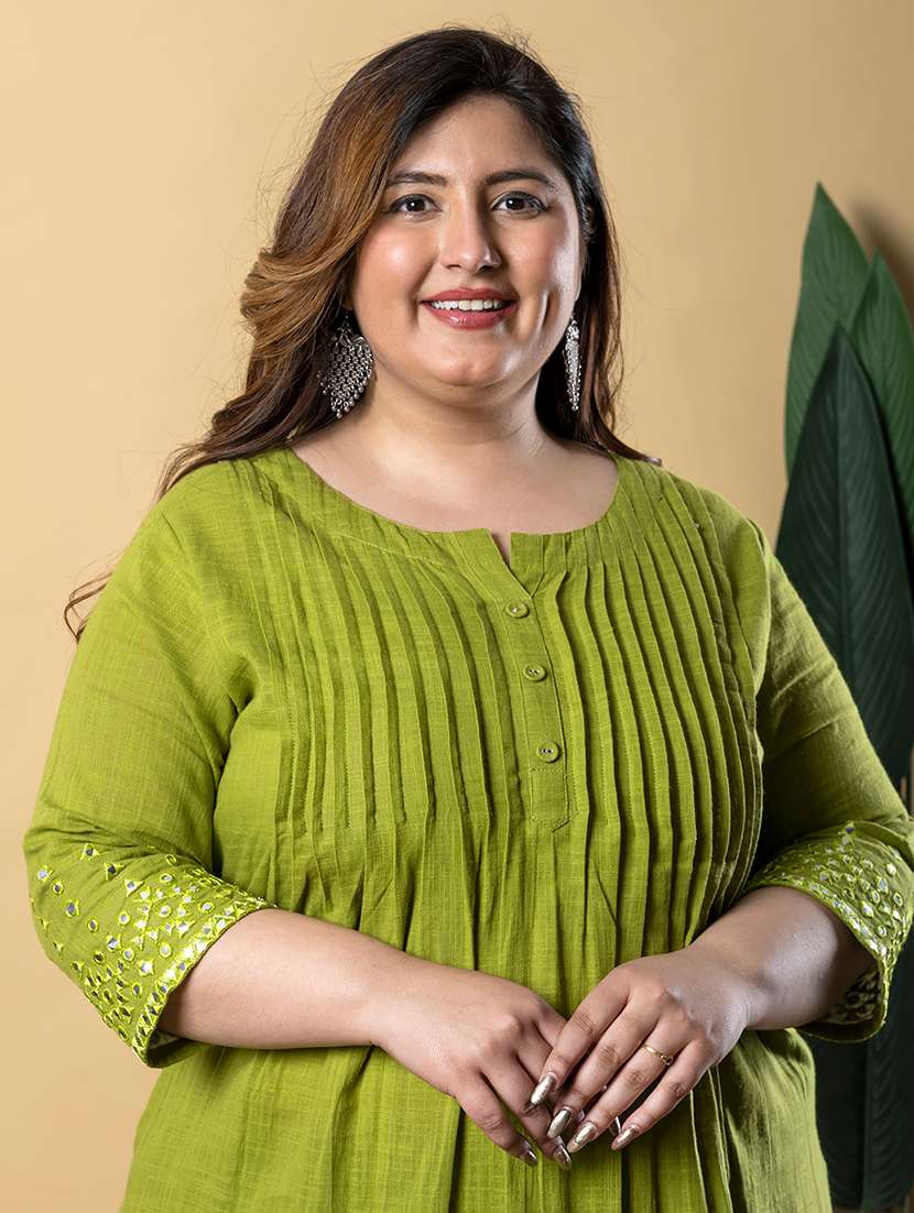 women plus size three quarter sleeve kurta pant set - 21766873 -  Standard Image - 4