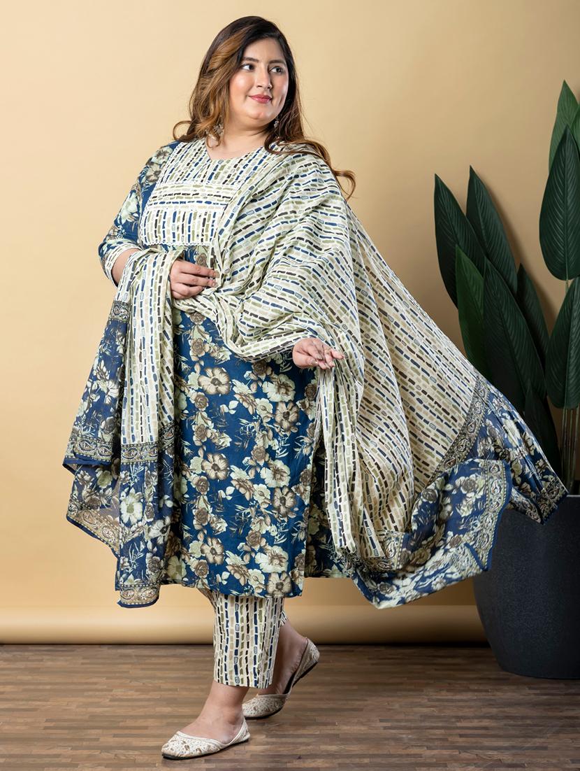 women three quarter sleeve kurta pant with dupatta set - 21766883 - Standard Image - 1