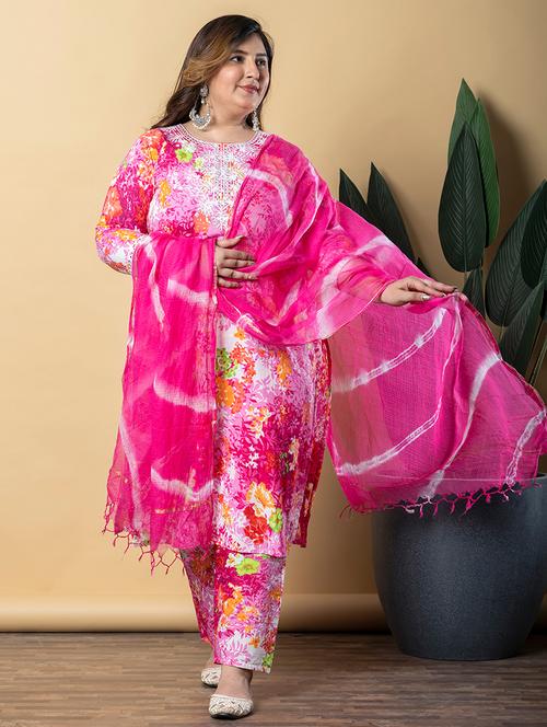 women three quarter sleeve kurta pant with dupatta set - 21766893 -  Standard Image - 0
