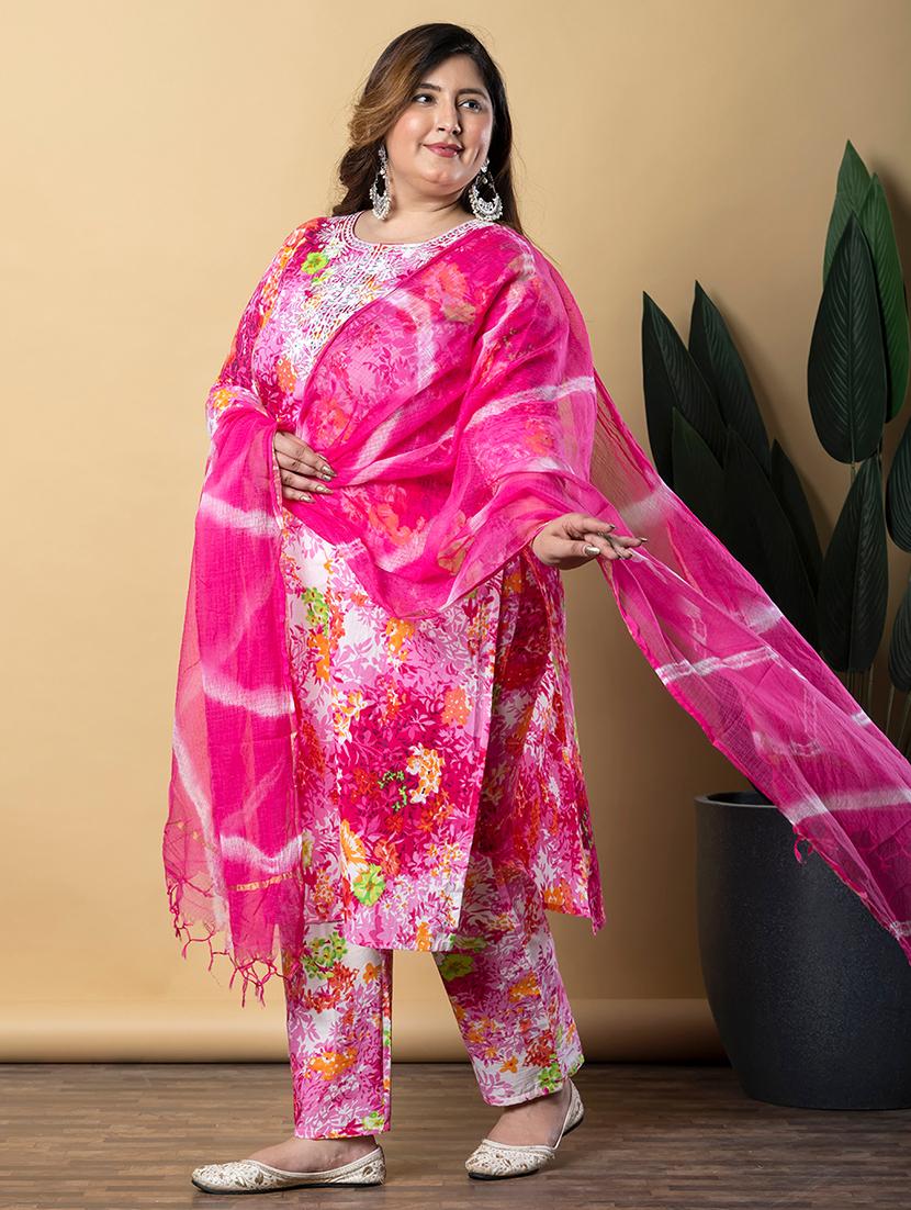 women three quarter sleeve kurta pant with dupatta set - 21766893 -  Standard Image - 1
