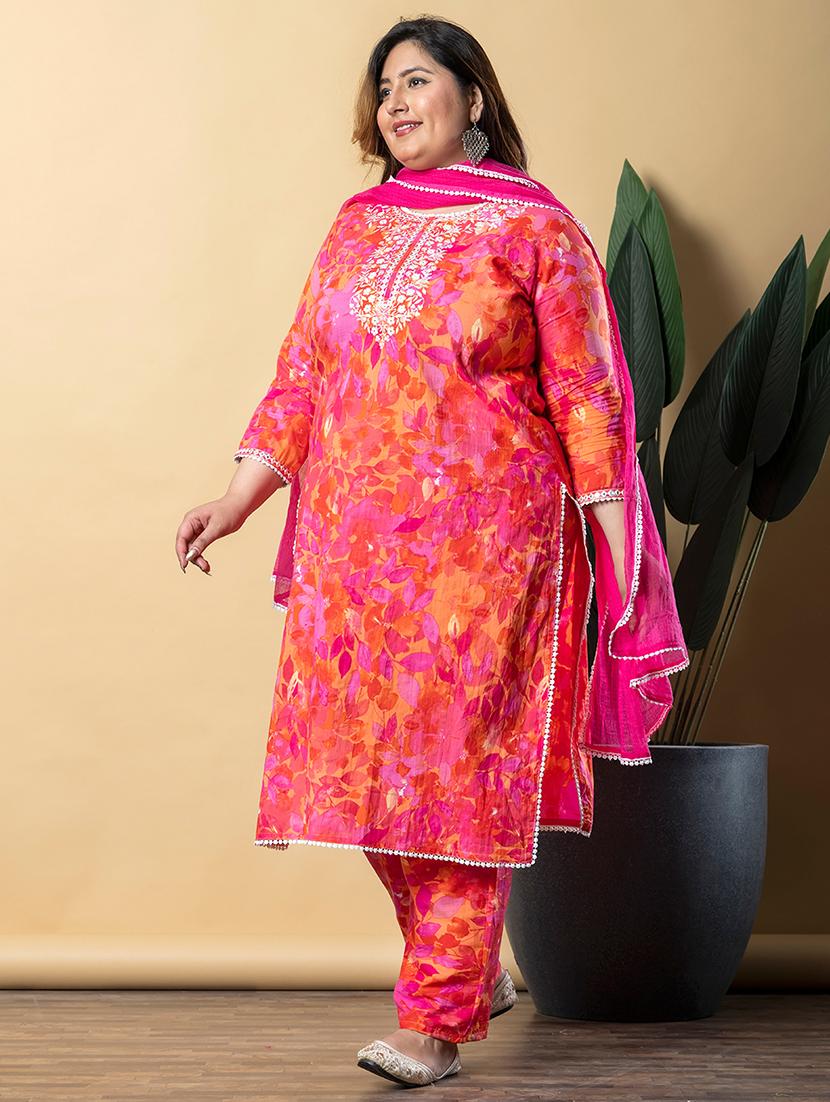 women three quarter sleeve kurta pant with dupatta set - 21766894 -  Standard Image - 1