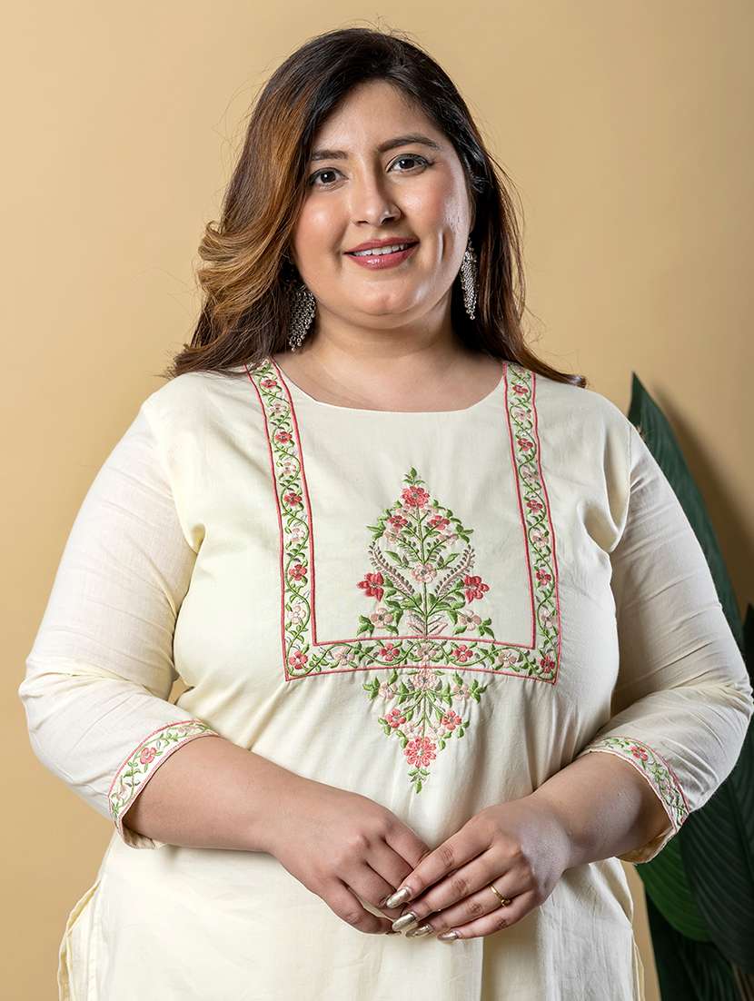 women plus size three quarter sleeve kurta pant set - 21766896 -  Standard Image - 4