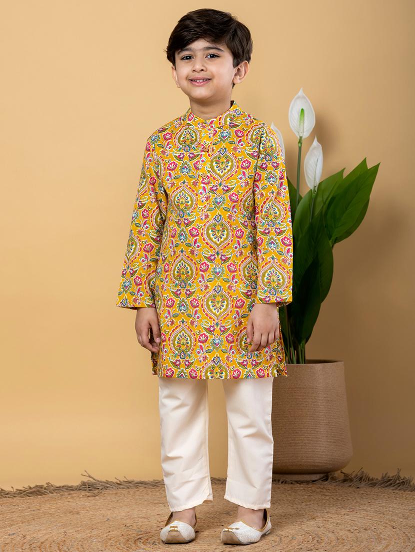 boys printed long sleeves kurta pyjama set - 21766925 - Standard Image - 1