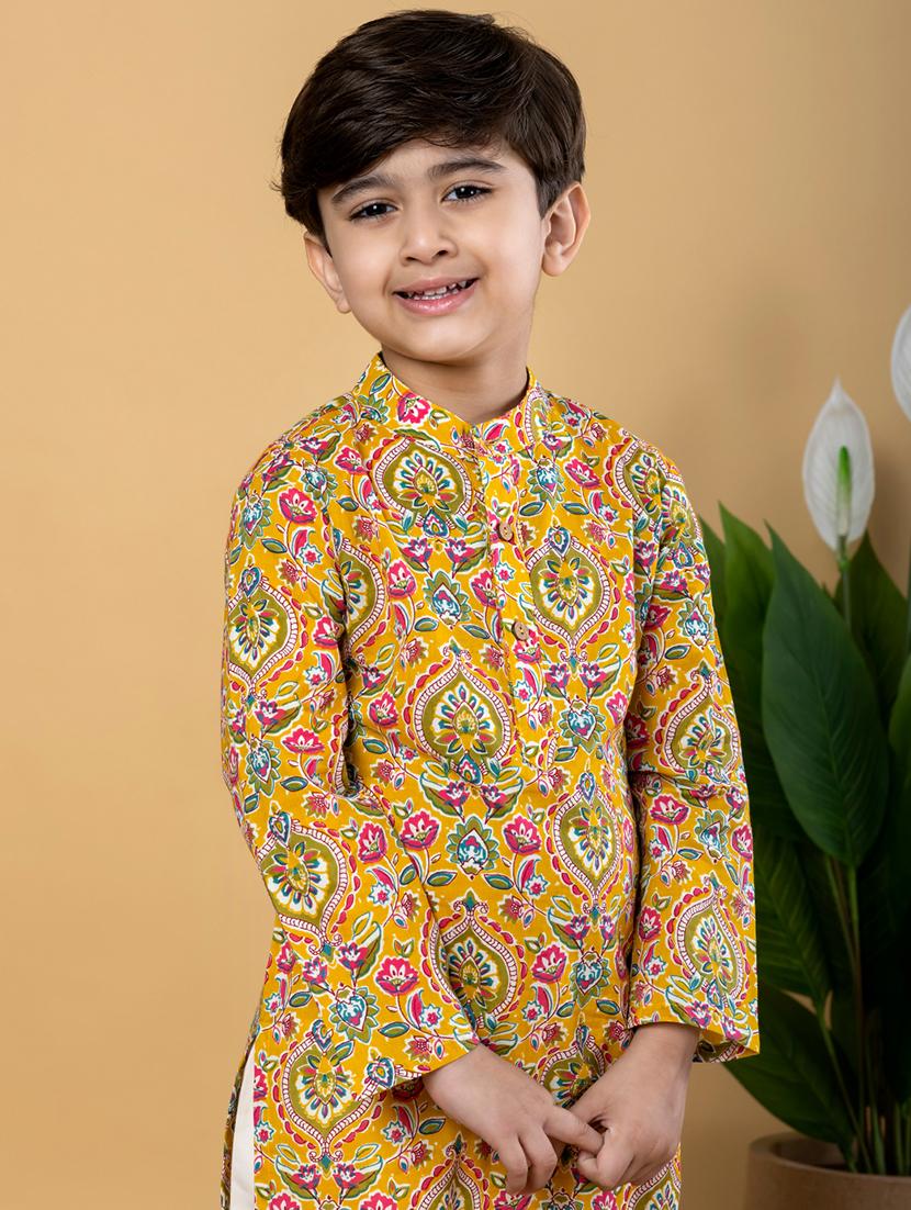 boys printed long sleeves kurta pyjama set - 21766925 - Standard Image - 4