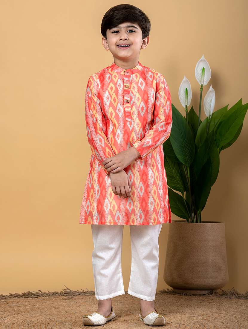 boys printed long sleeves kurta pyjama set - 21766931 -  Standard Image - 1