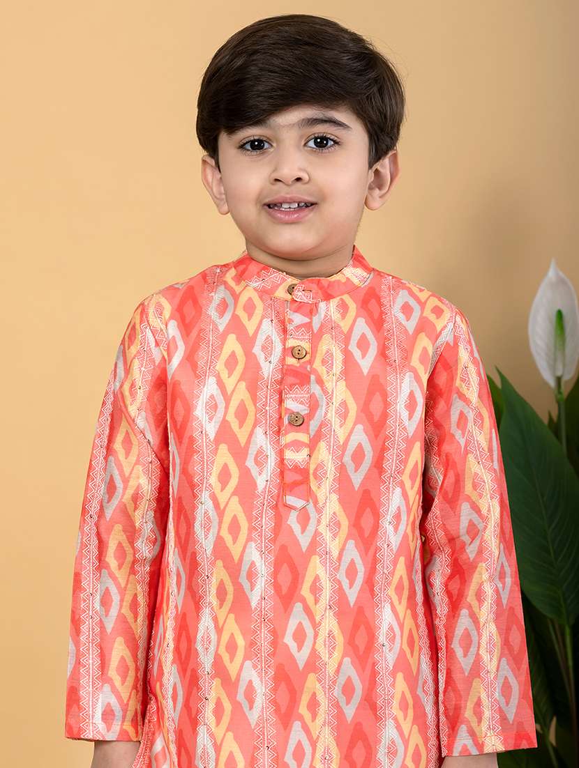 boys printed long sleeves kurta pyjama set - 21766931 -  Standard Image - 4
