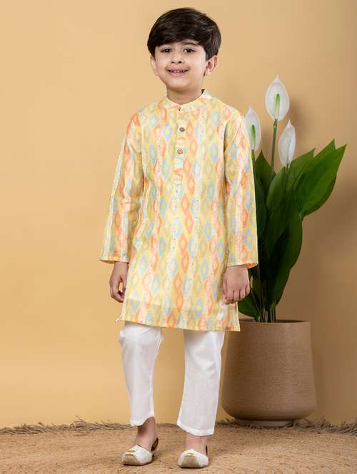 boys printed long sleeves kurta pyjama set - 21766932 -  Standard Image - 0