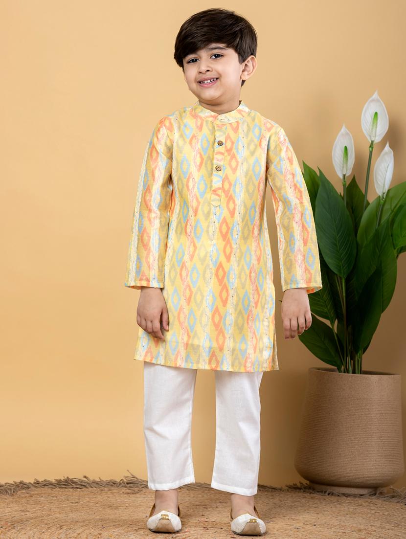 boys printed long sleeves kurta pyjama set - 21766932 -  Standard Image - 1