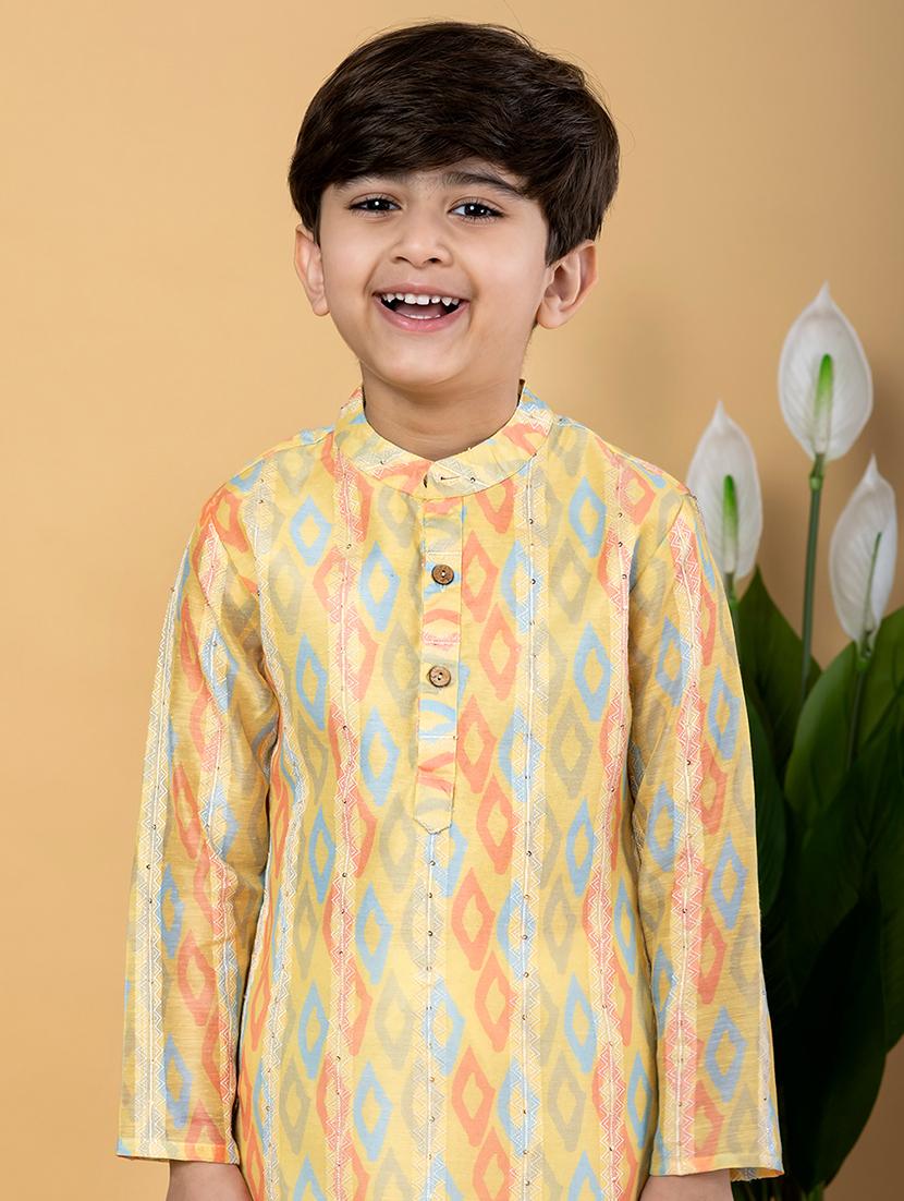 boys printed long sleeves kurta pyjama set - 21766932 - Standard Image - 4