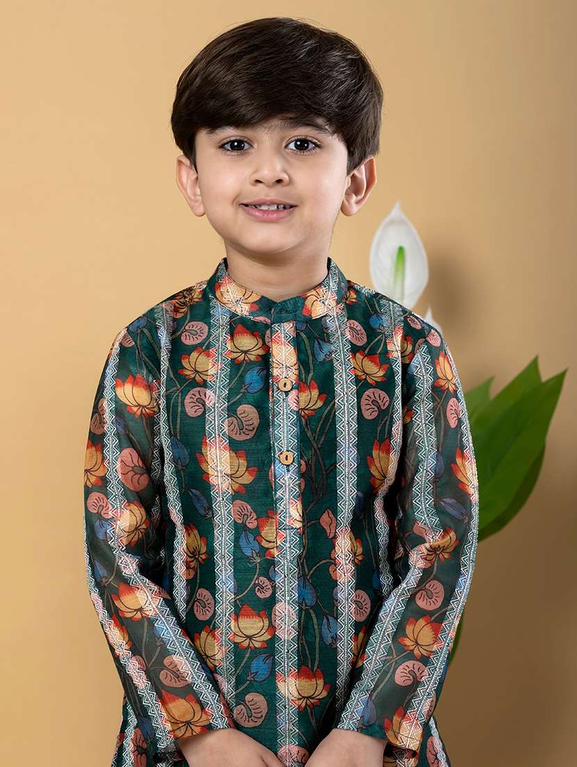 boys printed long sleeves kurta pyjama set - 21766933 -  Standard Image - 4