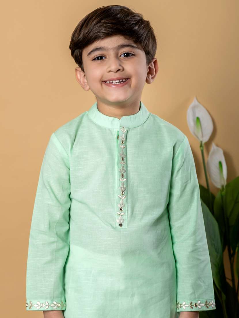 boys solid long sleeves kurta pyjama set - 21766941 -  Standard Image - 4