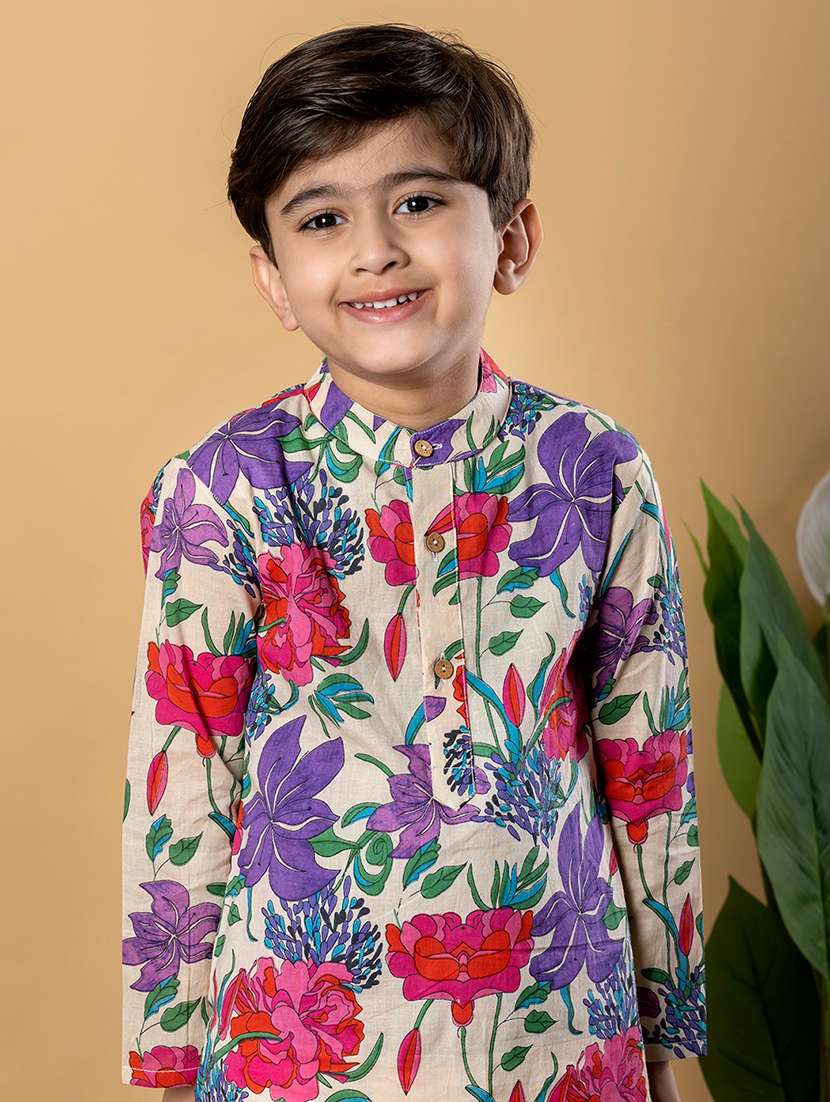 boys printed long sleeves kurta pyjama set - 21766943 -  Standard Image - 4