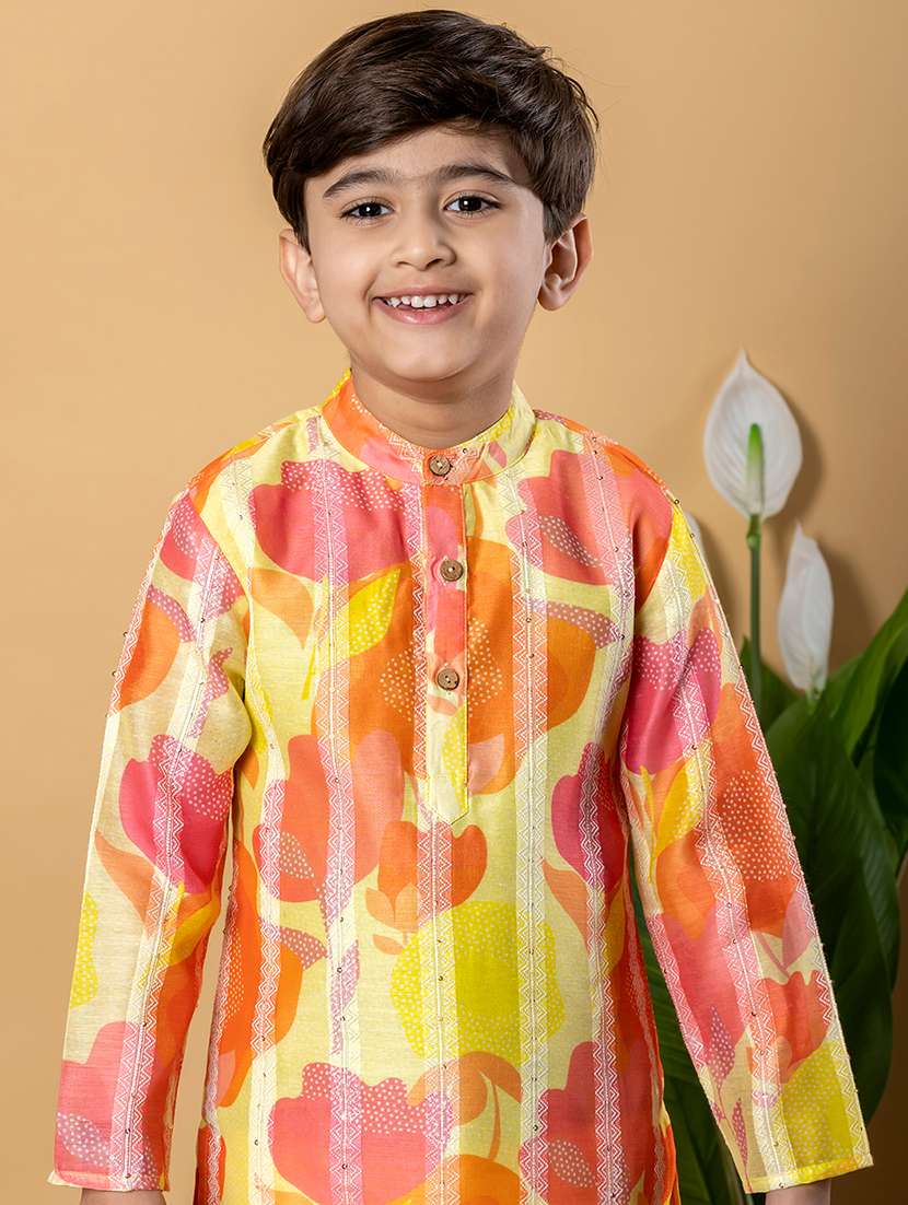 boys printed long sleeves kurta pyjama set - 21766952 -  Standard Image - 4
