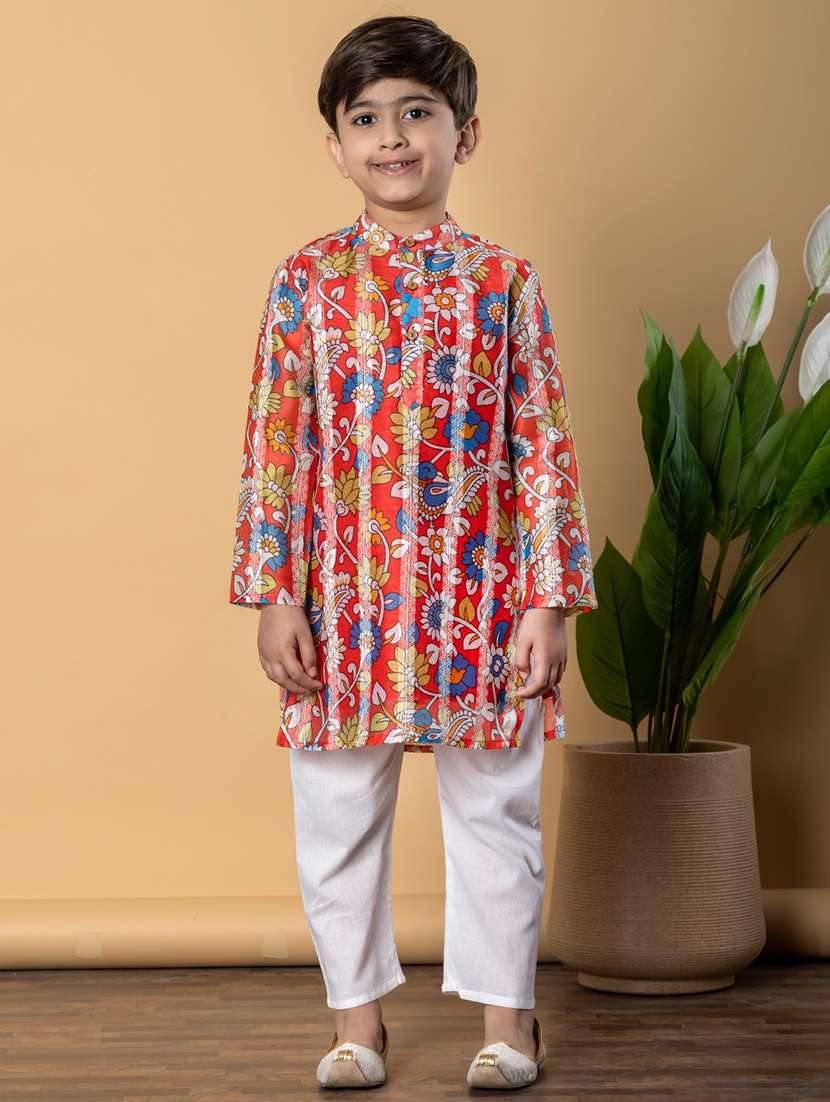 boys printed long sleeves kurta pyjama set - 21766954 -  Standard Image - 1
