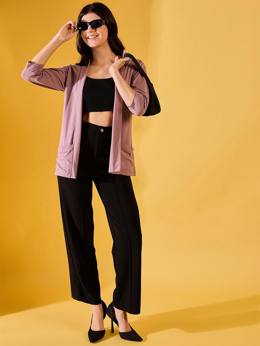 women solid three quarter sleeves regular shrug - 21766957 - Standard Image - 4