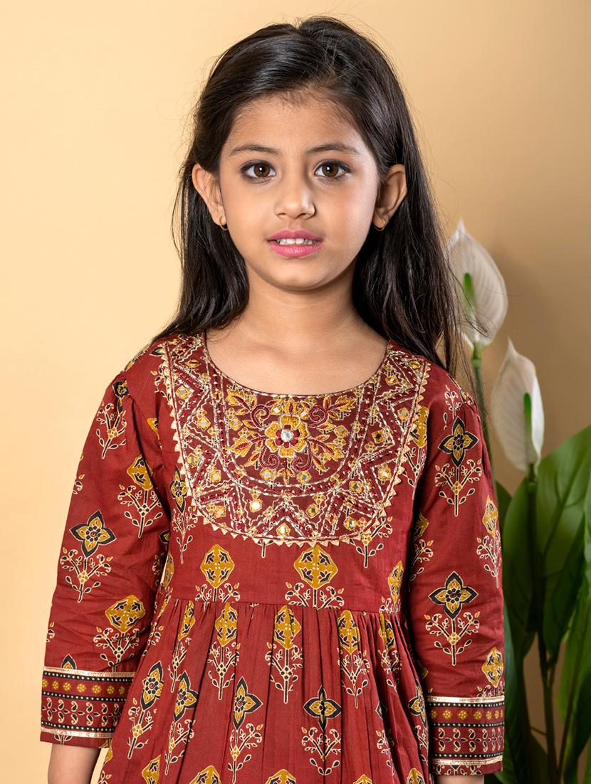 girls three quarter sleeve kurta palazzo set - 21766977 - Standard Image - 4