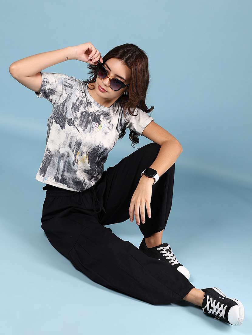 women tie & dye short sleeve crop t-shirt - 21767019 - Standard Image - 4