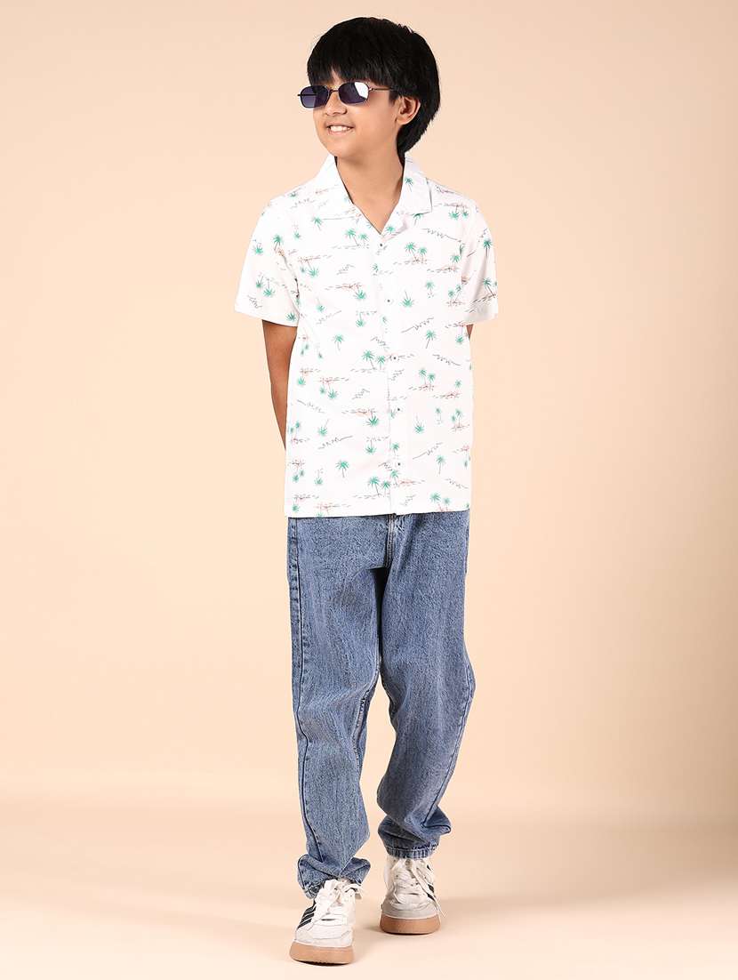 boys white printed short sleeve casual shirt - 21767020 -  Standard Image - 4