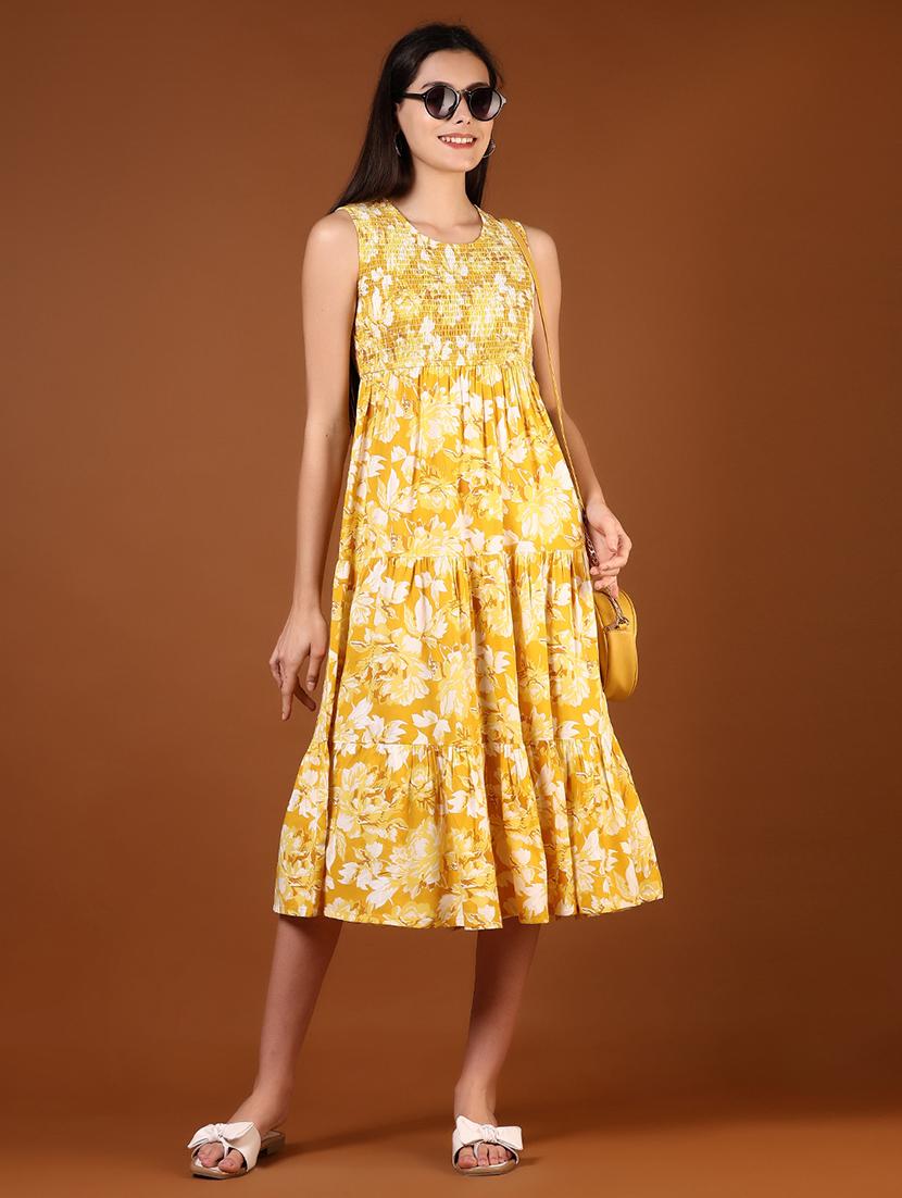 women floral printed sleeveless tiered dress - 21767038 -  Zoom Image - 0