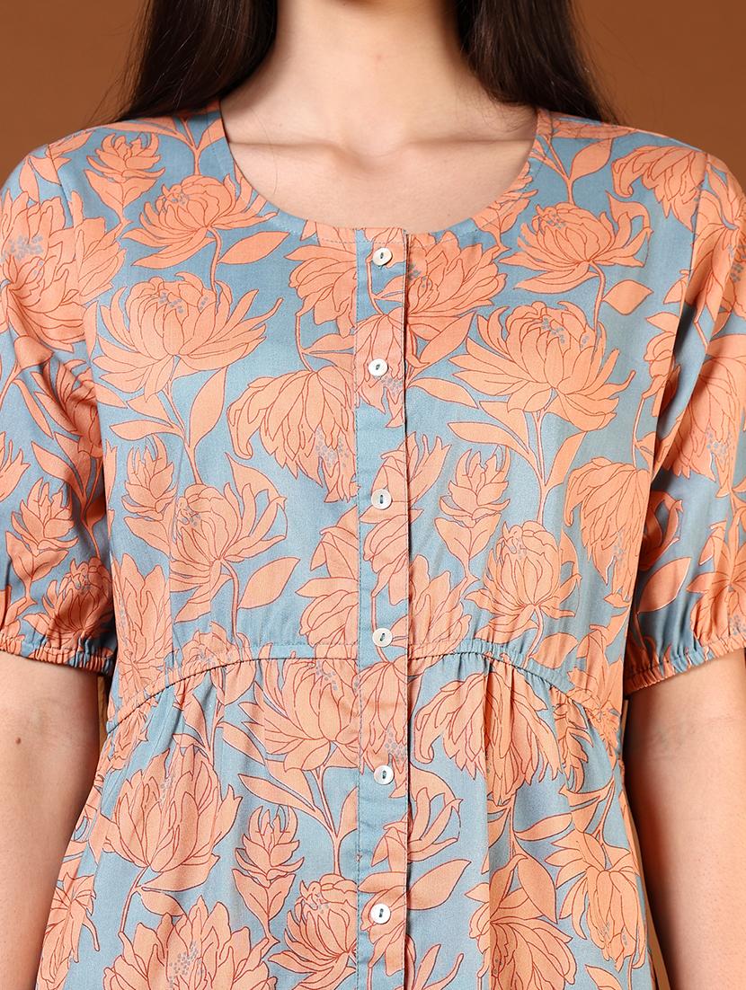 women floral printed round neck tiered dress - 21767039 - Standard Image - 4
