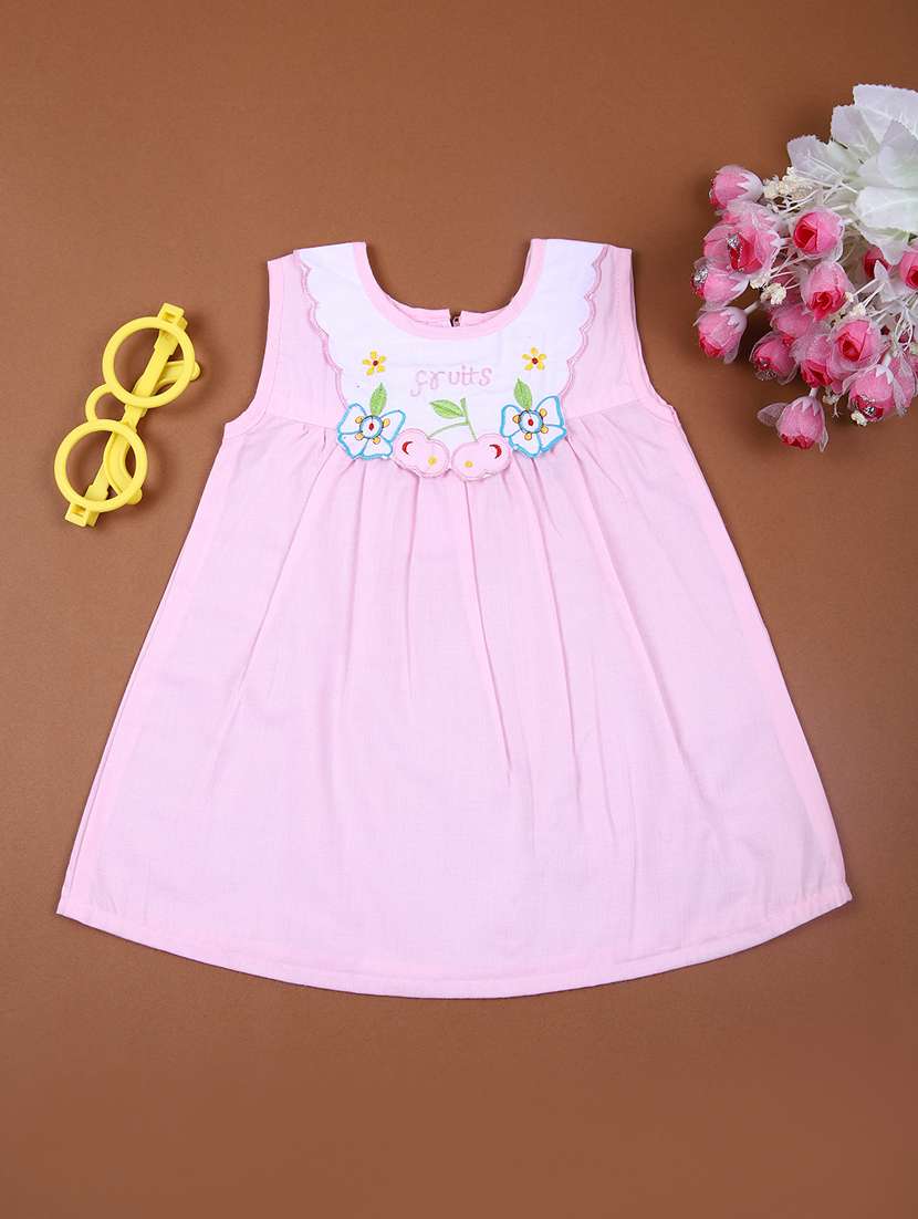 girls embroidered round neck sleeveless frock