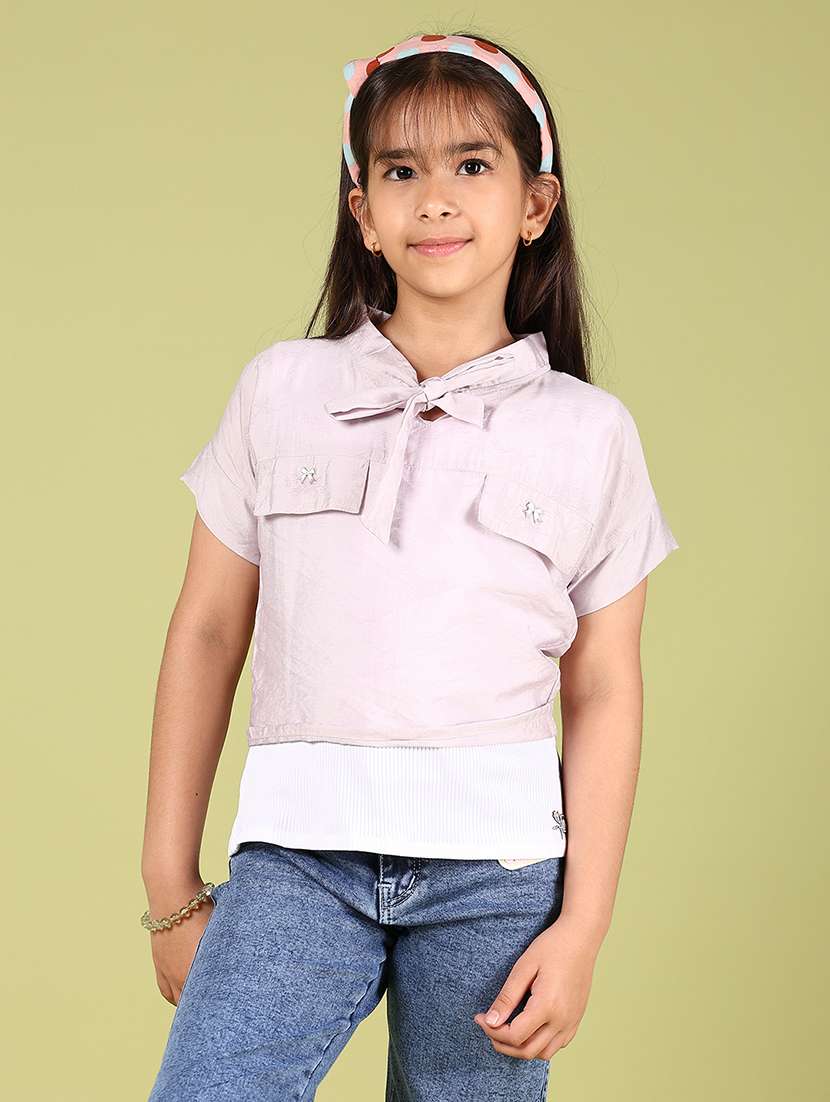 Girls Solid Short Sleeve Top - 21767174 -  Standard Image - 1