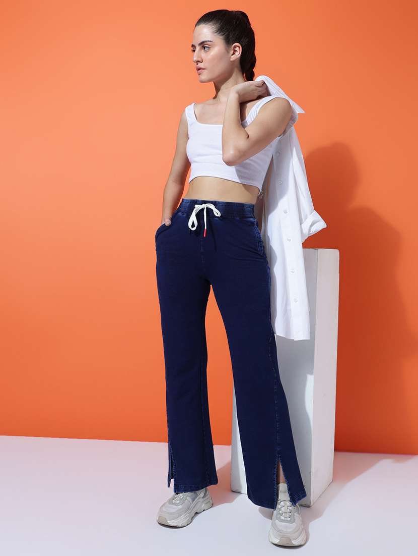 women solid mid rise track pant - 21767268 -  Standard Image - 4