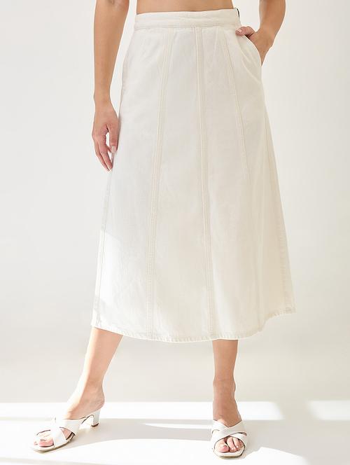 globus women white mid rise panelled a-line midi denim skirt - 21767501 - Standard Image - 0