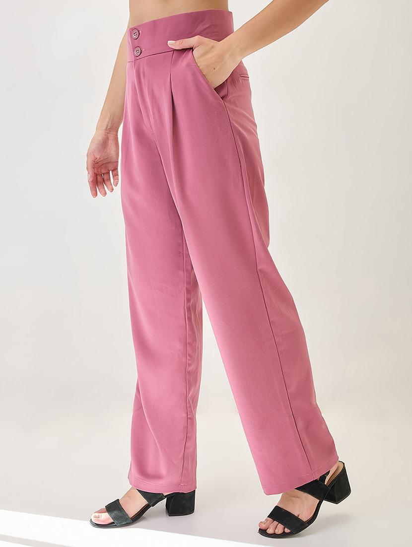 globus women dusky pink mid-rise pleated formal korean pants - 21767506 -  Standard Image - 1