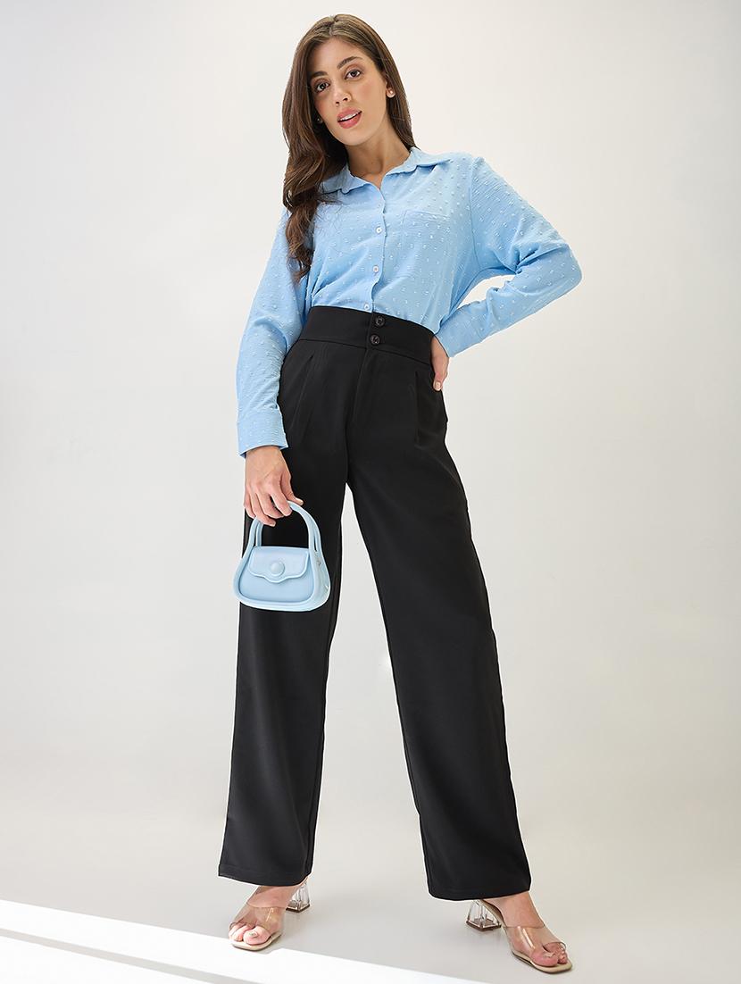 globus women black mid-rise pleated formal korean pants - 21767507 - Standard Image - 4