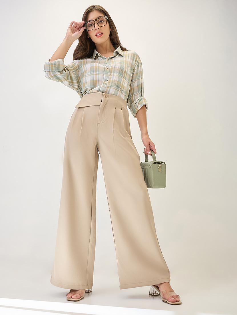 globus women mouse solid mid rise pleated formal korean pants - 21767508 - Standard Image - 4