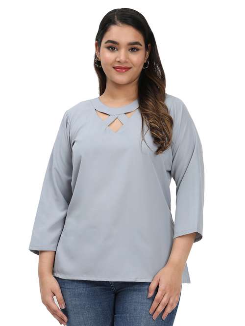 women plus size solid round neck top - 21767574 - Standard Image - 0