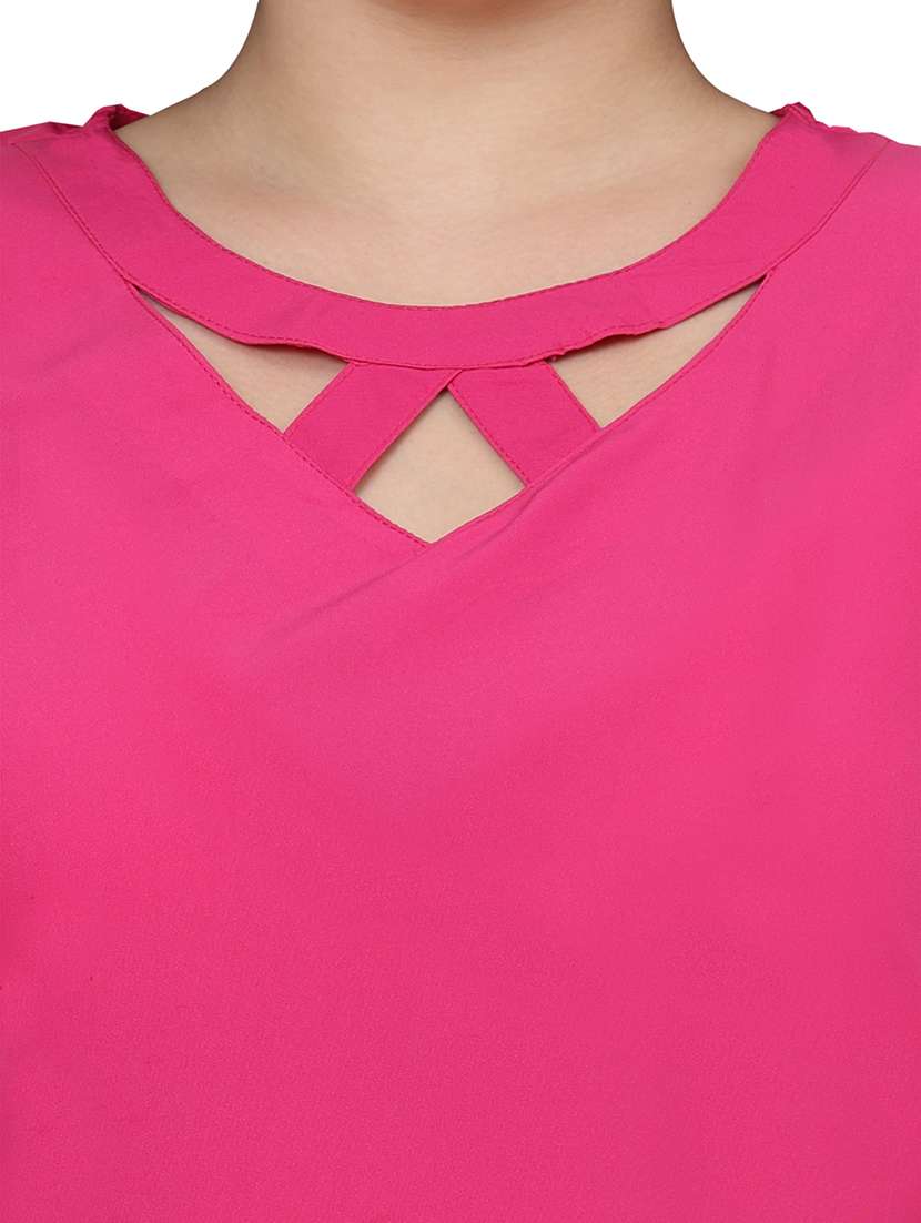 women plus size solid round neck top - 21767576 - Standard Image - 4