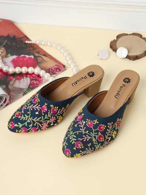women embroidered slip on mules - 21767618 - Standard Image - 0
