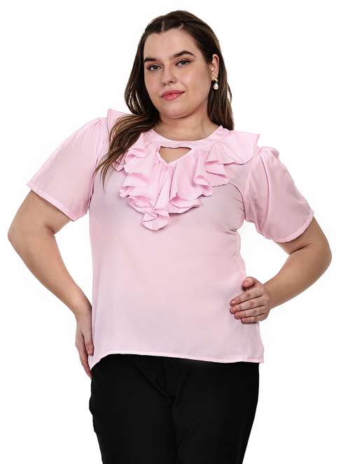 women plus size solid round neck top - 21767638 -  Standard Image - 0