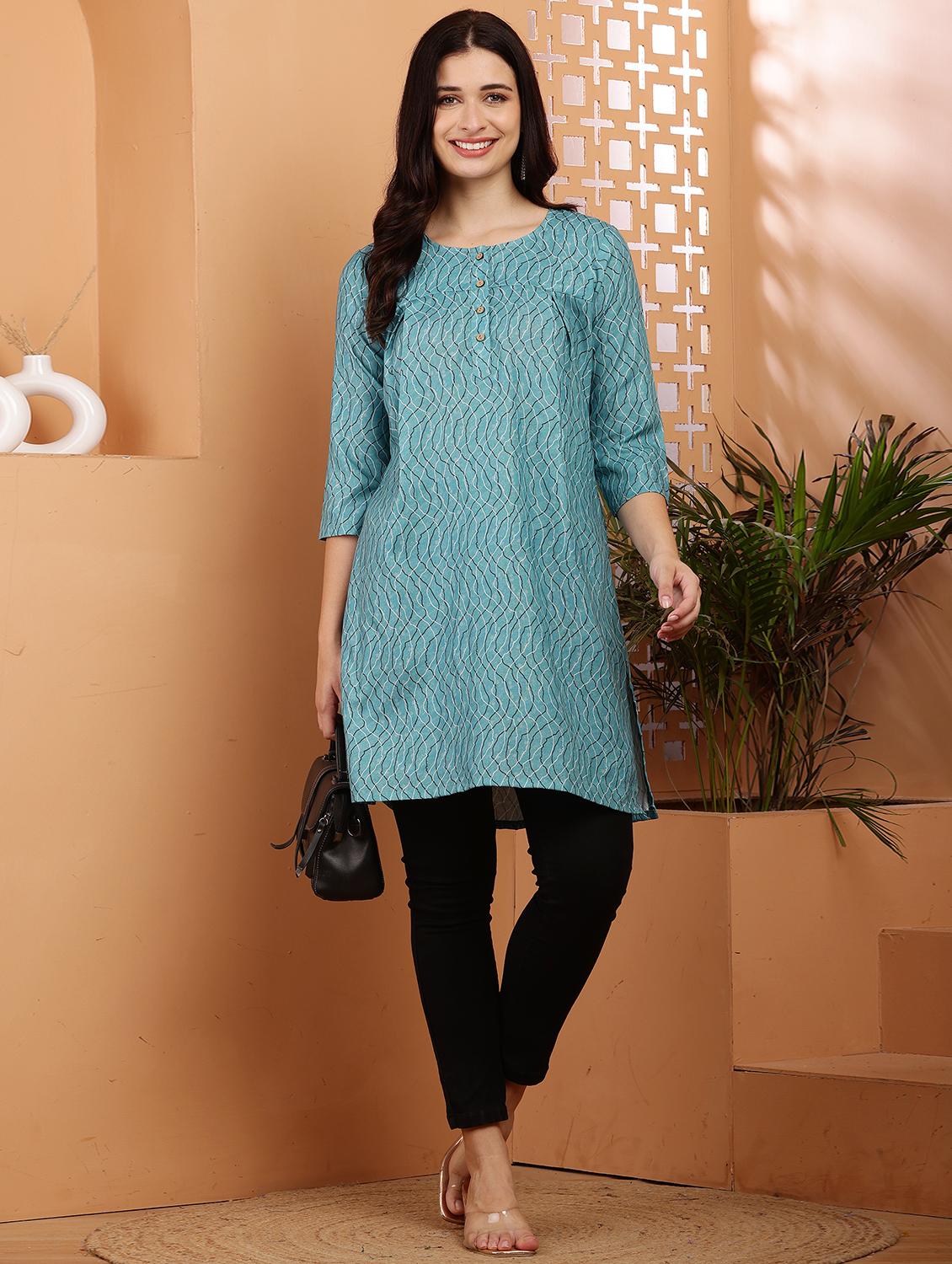women printed three quarter sleeve straight kurta - 21767672 - Zoom Image - 0