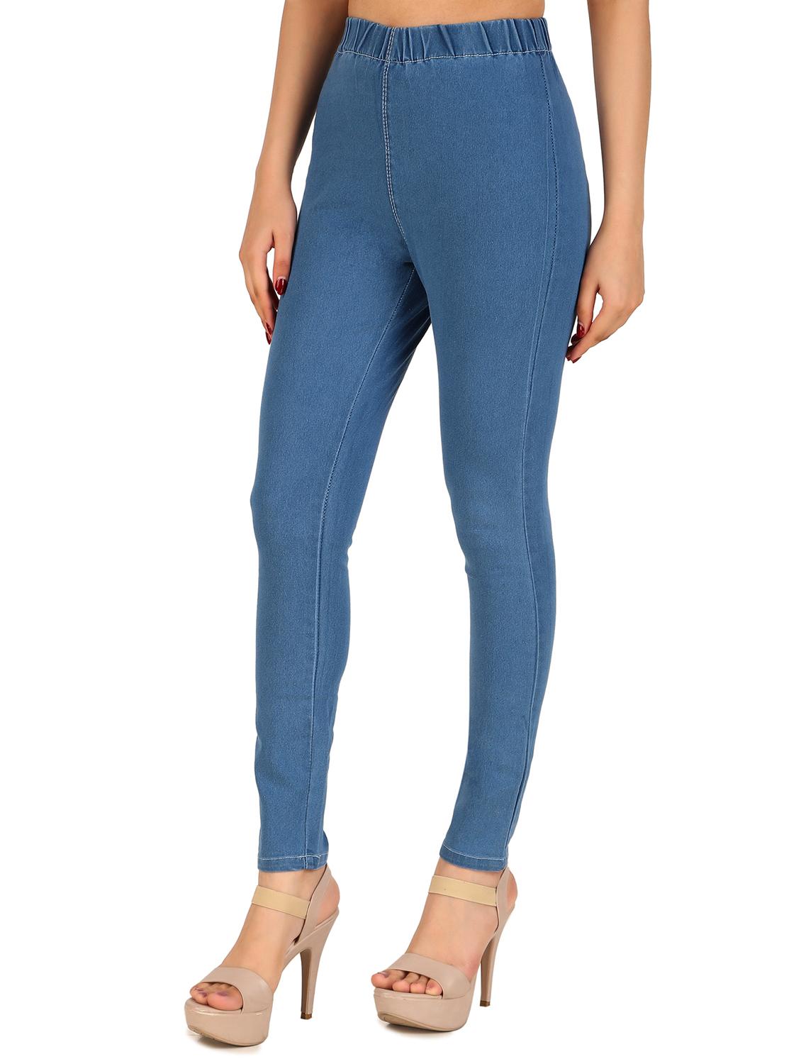 women solid high rise denim jegging - 21767673 - Standard Image - 1
