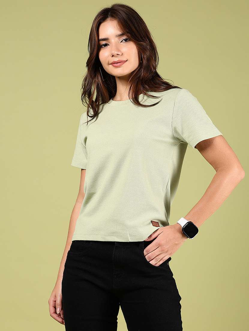 women solid short sleeve regular t-shirt - 21767703 -  Standard Image - 1