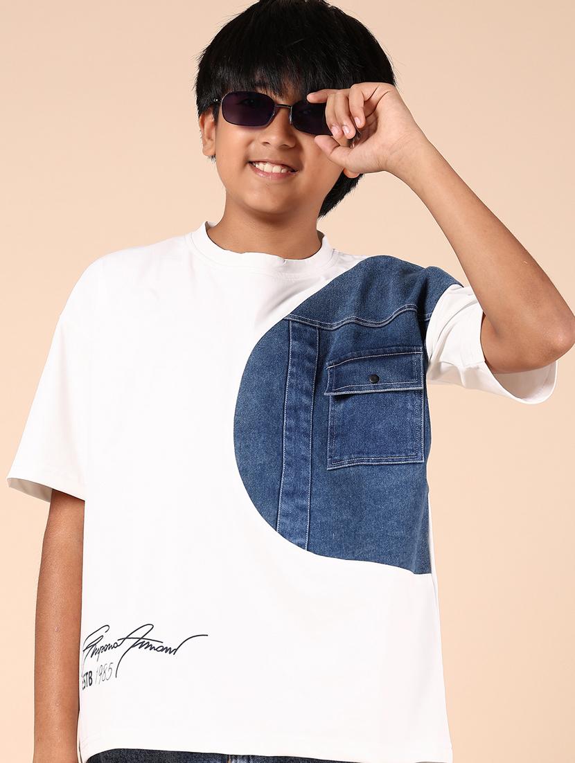 boys white placement print short sleeve t-shirt - 21767707 - Zoom Image - 0