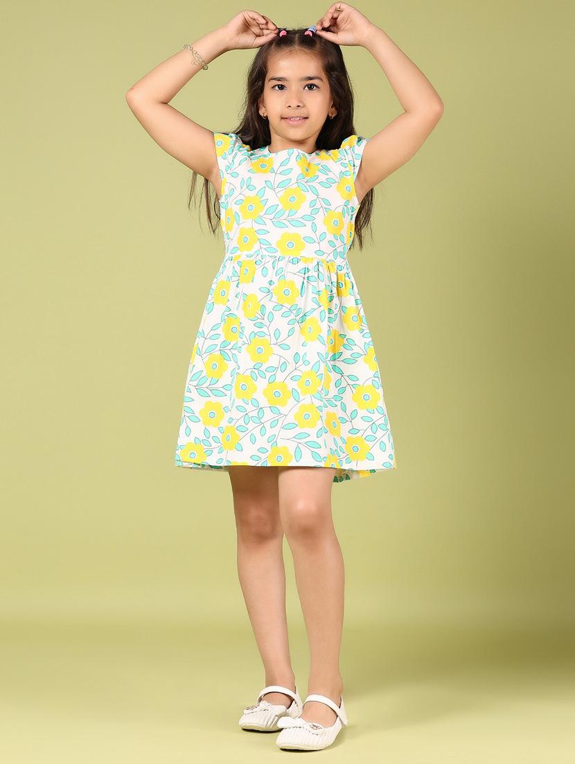 girls printed round neck frock - 21767719 - Standard Image - 1