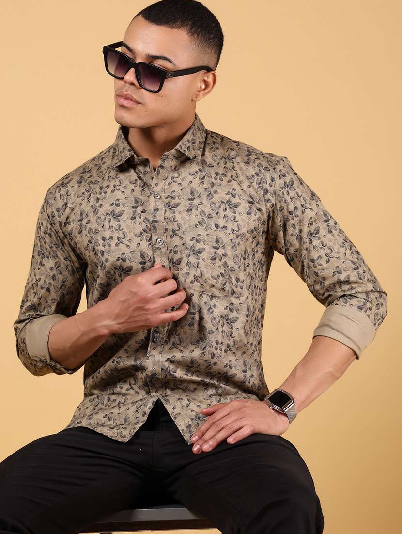 men printed long sleeve regular fit casual shirt - 21767724 -  Standard Image - 1