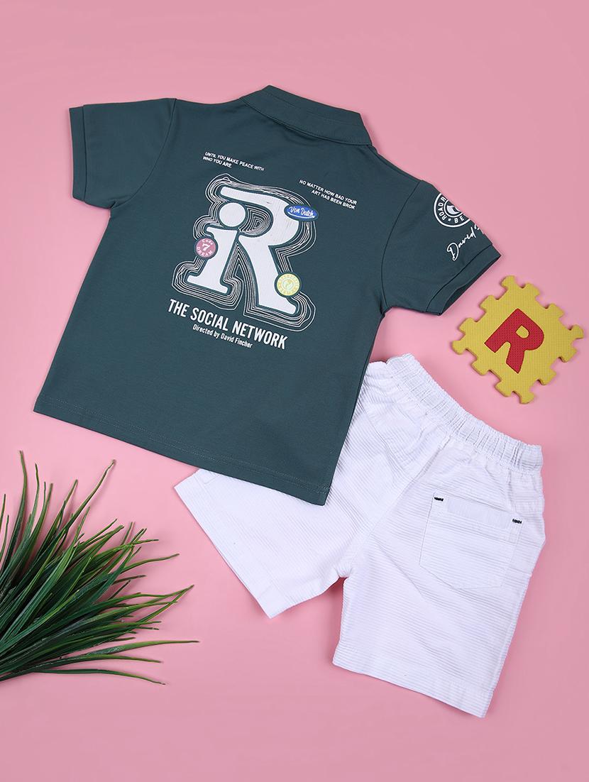 boys printed t-shirt & shorts casual wear set - 21767816 - Standard Image - 1